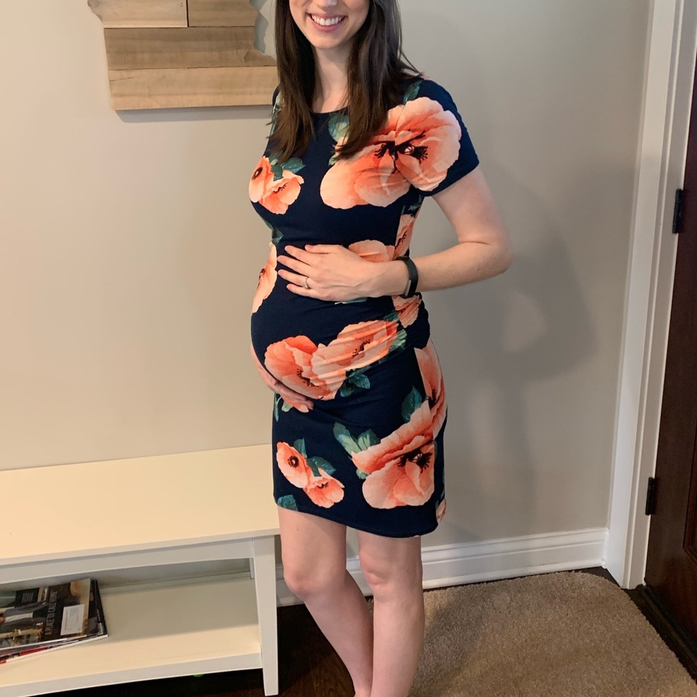 Navy Floral Maternity Dress